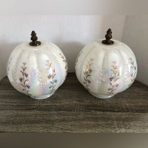 Vtg Pearlescent Globe Light Shades
